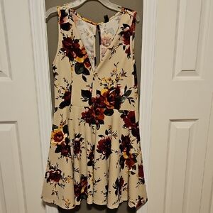 Dotti Floral Dress in Cream and Burgundy